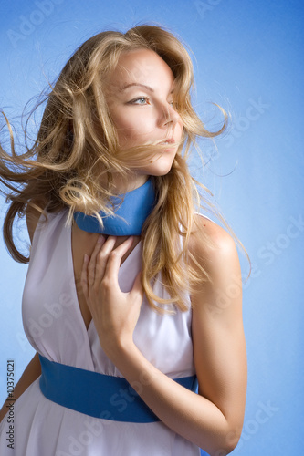 Beautiful Woman with wind blown hair