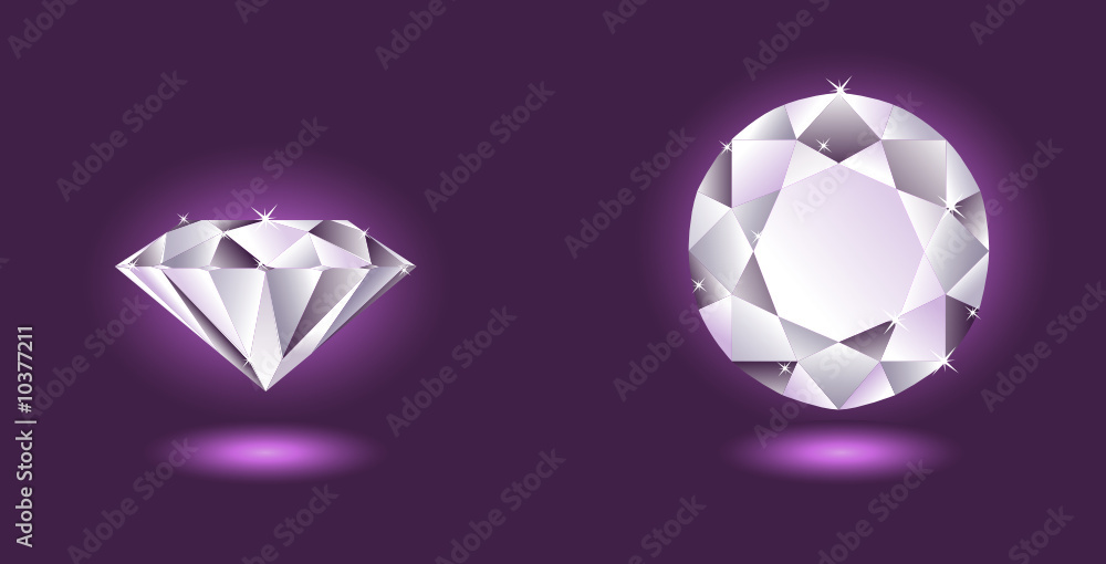 Obraz premium Vector diamond on purple background