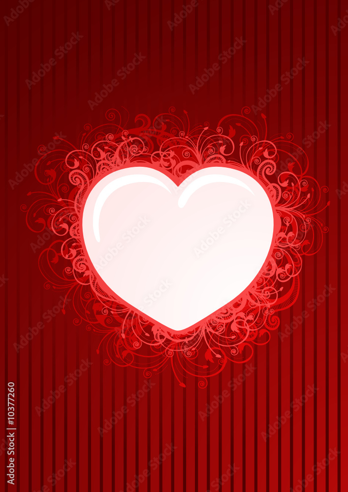 Vector floral red heart frame
