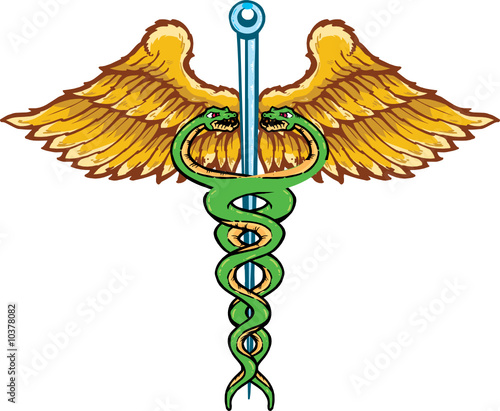 Caduceus the symbol of healing tattoo style vector illustration