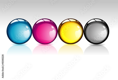 CMYK: boules effet 3D quadrichromiques