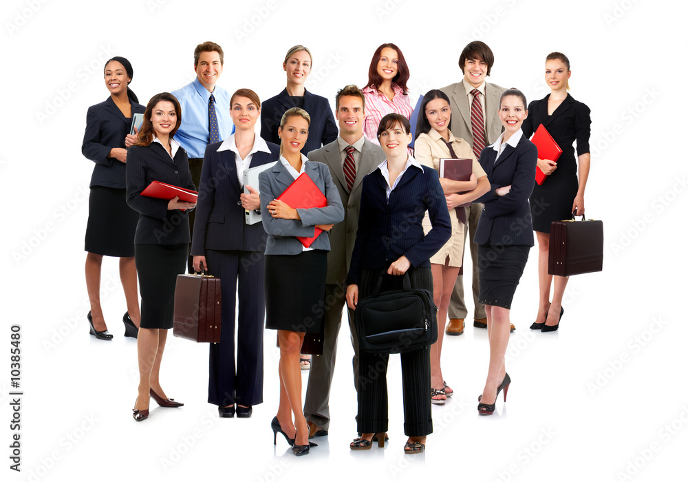 Smiling business people. Isolated over white background . Smiling business people. Isolated over white background .