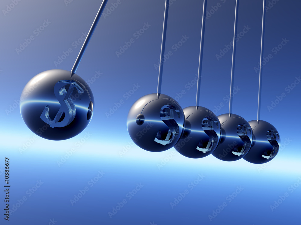 Newton cradle pendulums with Dollar´s Symbole Newton cradle pendulums with Dollar´s Symbole