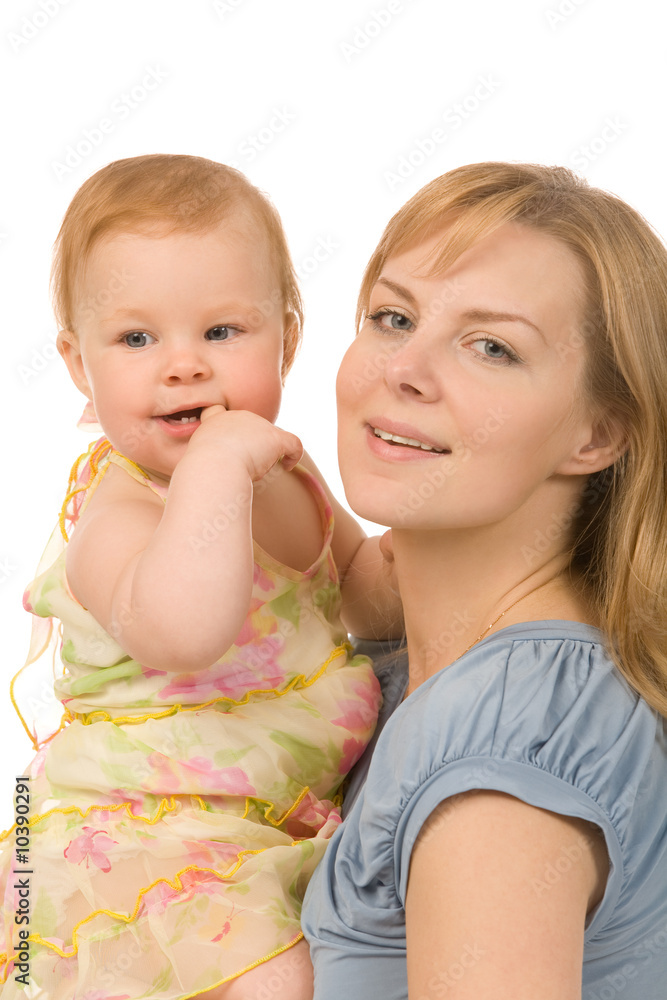 mother and daughter isolated on a white background mother and daughter isolated on a white background