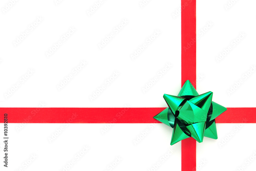 Red and green bow isolated on white background Red and green bow isolated on white background