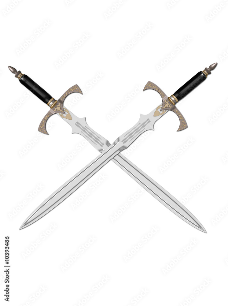 The image of the sword laying on a background, 3D rendering The image of the sword laying on a background, 3D rendering