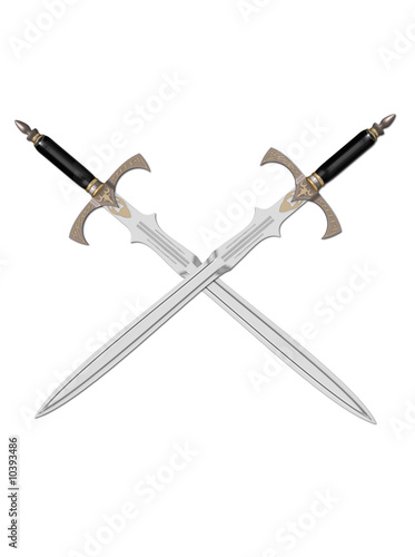 The image of the sword laying on a background, 3D rendering