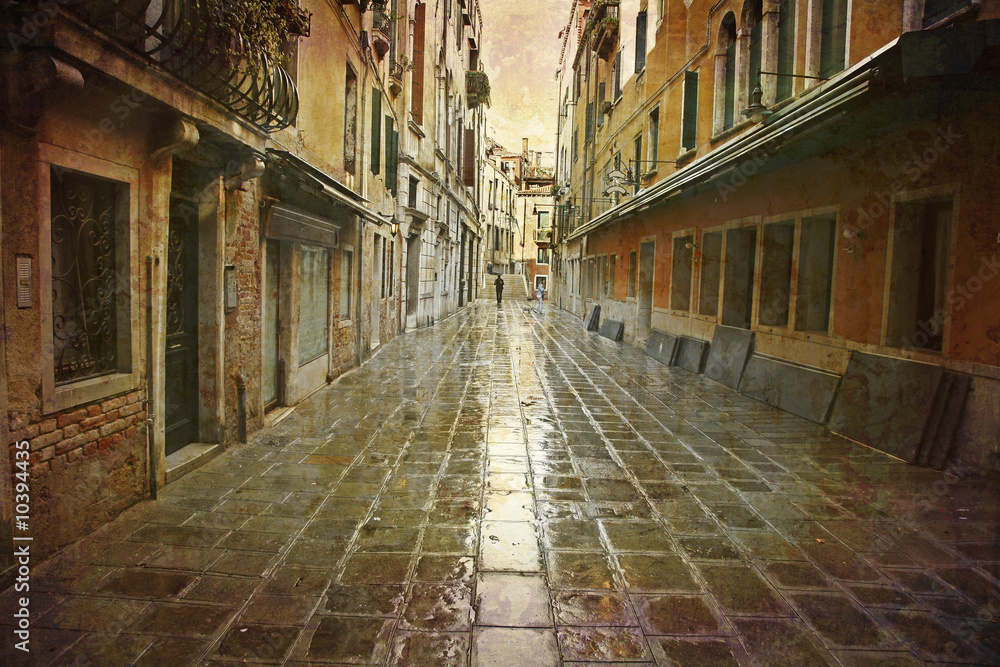 Postcard from Italy. - Rain in Venice.