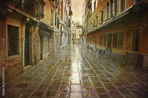 Fototapeta Naklejka Na Ścianę i Meble -  Postcard from Italy. - Rain in Venice.