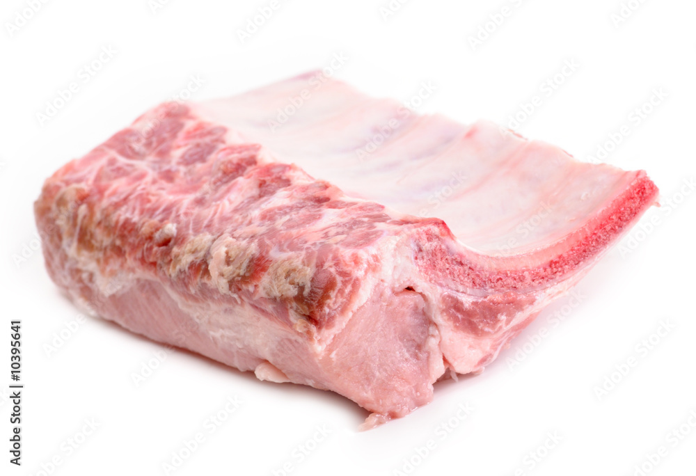 Raw pork spare ribs isolated on white