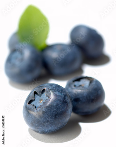 Group of blueberries isolated on white