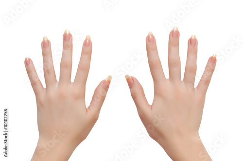 Woman hands isolated on white background