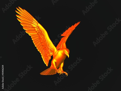 3D illustration of an eagle isolated over black