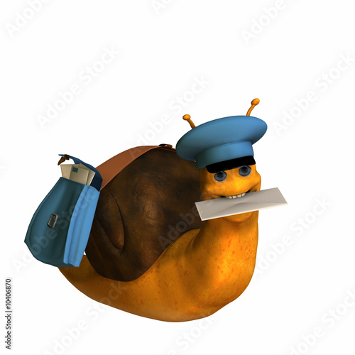 Snail Mail  -  A snail carrying a mail sack.