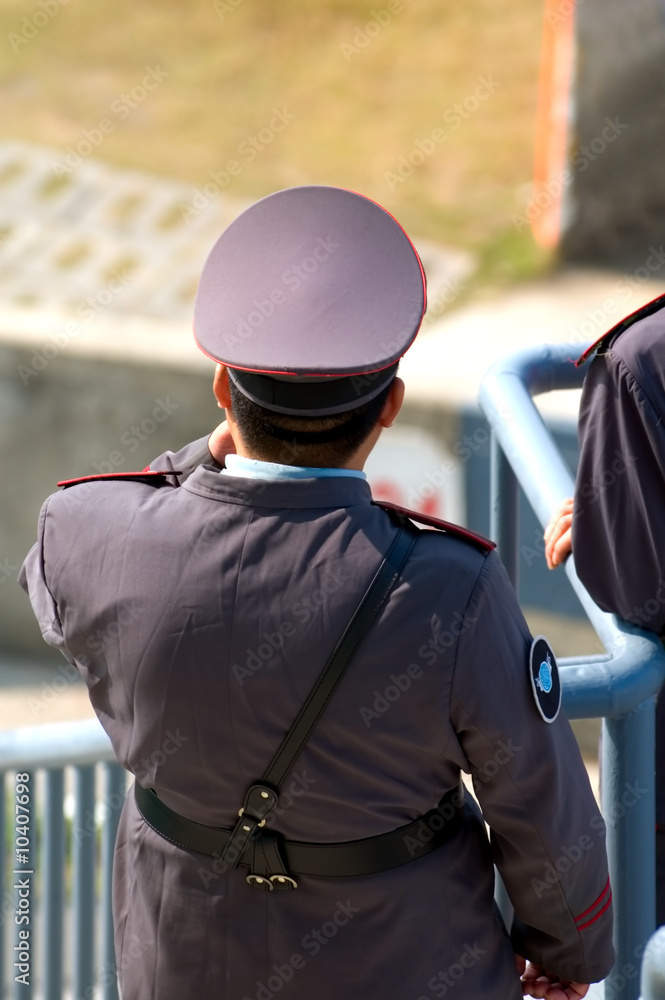 Obraz premium Security guard with police like uniform in China