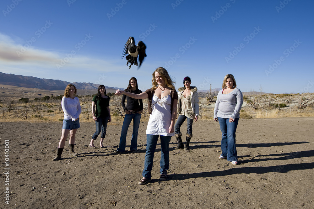 Group of women with a bird Group of women with a bird