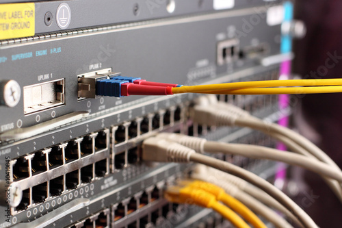 optic fiber cables connected to an optic switch