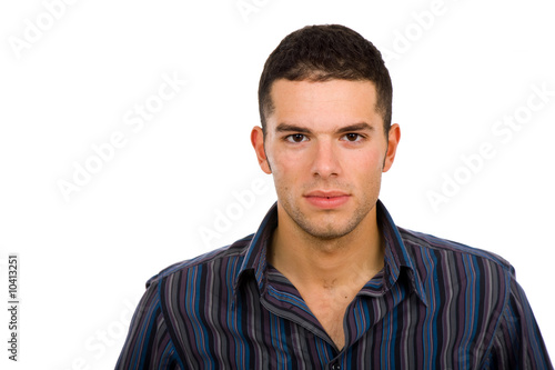 young casual man portrait in white background