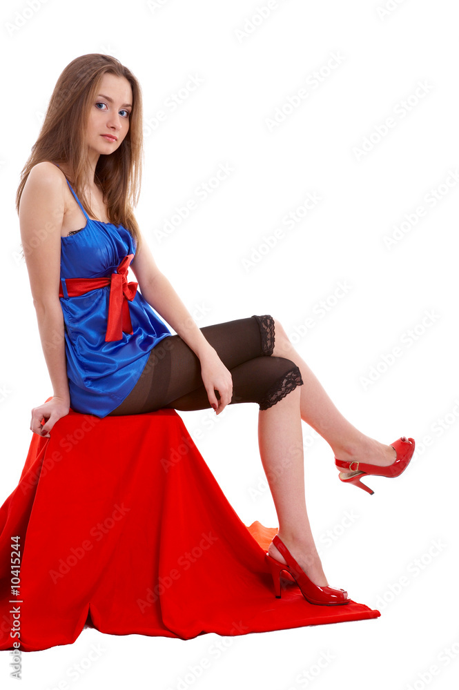 young female model on isolated background young female model on isolated background