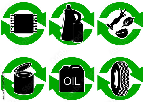 Symboles de recyclage des types de déchets (détouré)