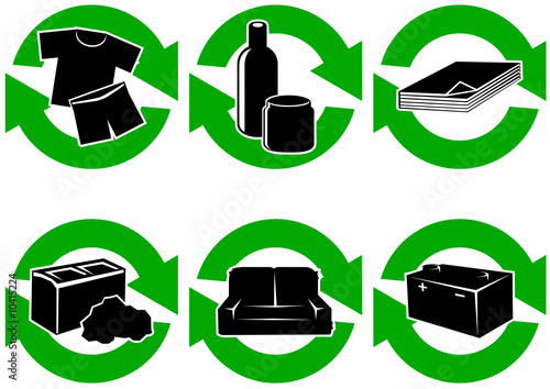 Symboles de recyclage des types de déchets (détouré)
