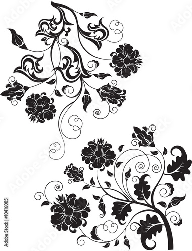 Fototapeta Naklejka Na Ścianę i Meble -  Set of abstract design floral elements, vector illustration