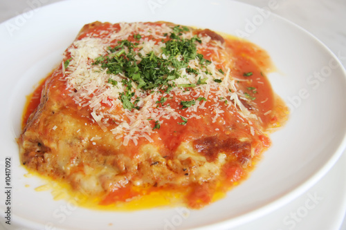Dish of baked lasagna italian pasta cuisine