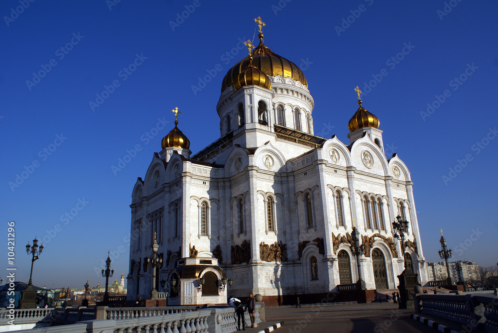 White orthodox cathedral in Moscow, Russia