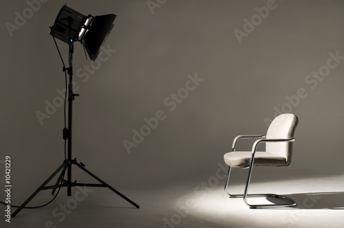 Studio light on location for movie scene.