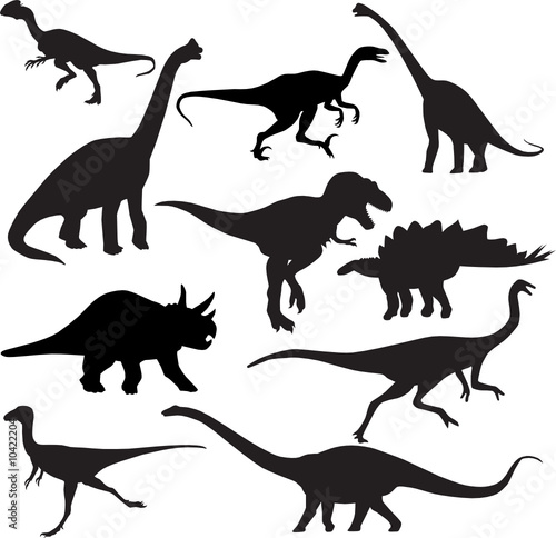 set of dinosaurs silhouette vector