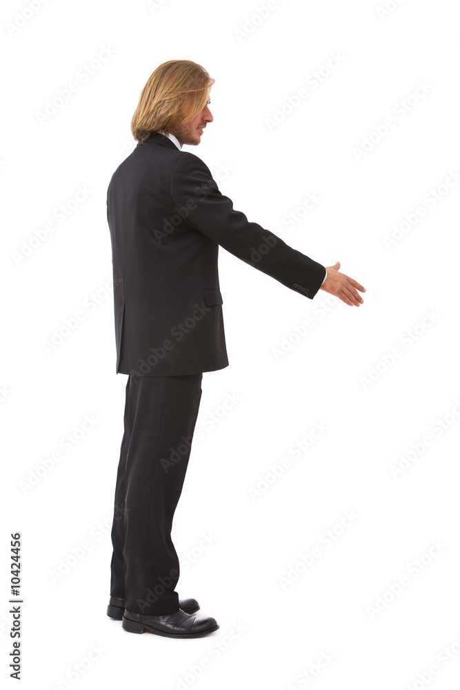 handsome businessman ready to handshake on white handsome businessman ready to handshake on white