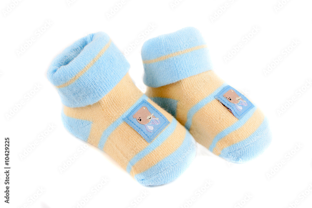 little baby socks with teddy bears on a white background little baby socks with teddy bears on a white background