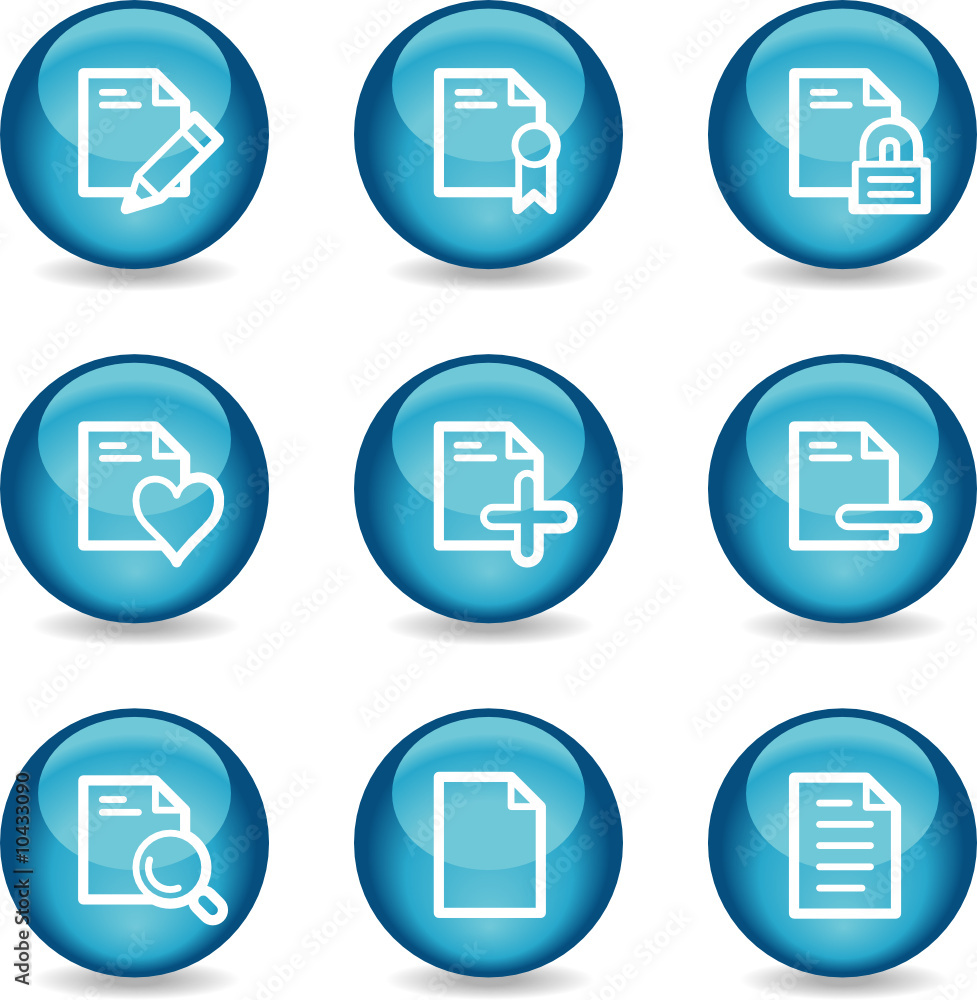 Document web icons, blue glossy sphere series set 2 Document web icons, blue glossy sphere series set 2
