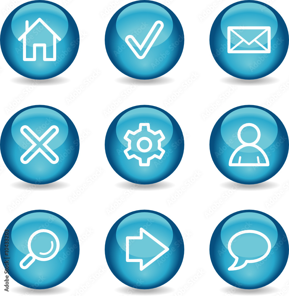 Basic web icons, blue glossy sphere series Basic web icons, blue glossy sphere series