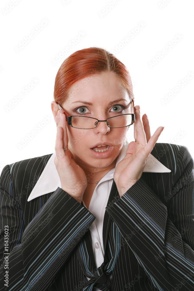 Nice businesswoman in glasses on a white background Nice businesswoman in glasses on a white background