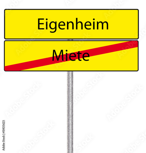 Ortstafel Rückseite, Verkehrsschild Eigenheim Miete