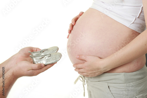 Obraz na płótnie Big belly of a 32 weeks pregnant woman w salonie
