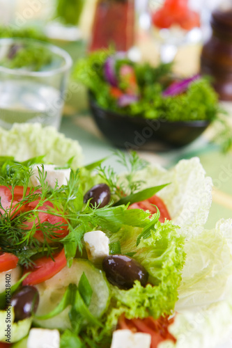 Fresh vegetable salad with tomato and cucumber