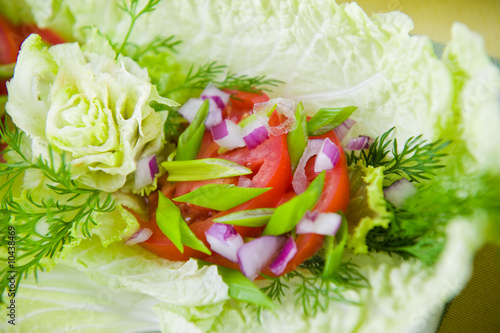 Fresh vegetable salad with tomato and cucumber