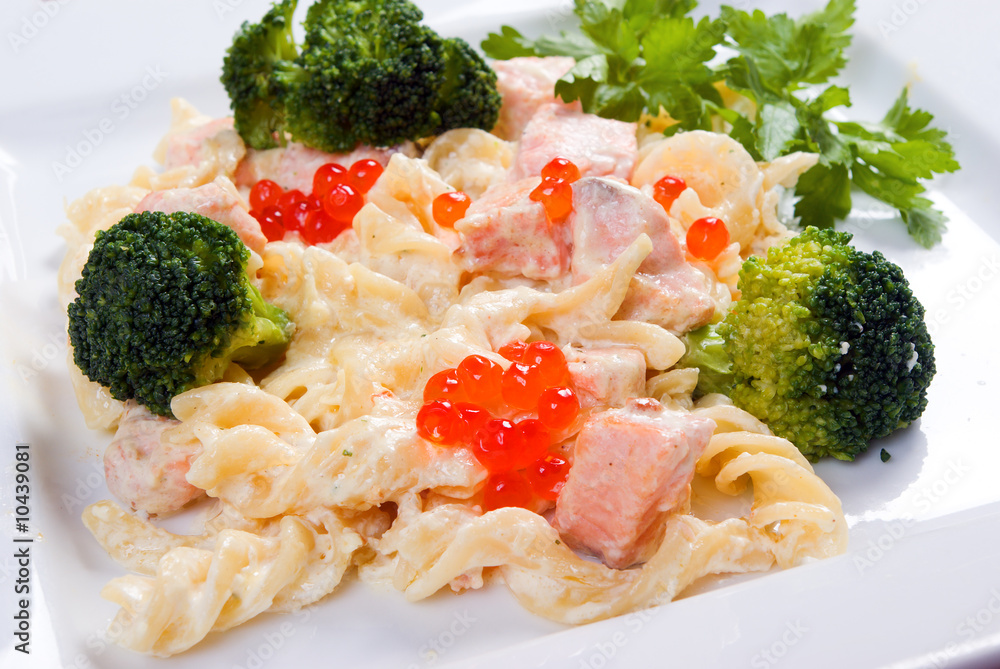 The Italian paste with vegetable on a plate The Italian paste with vegetable on a plate