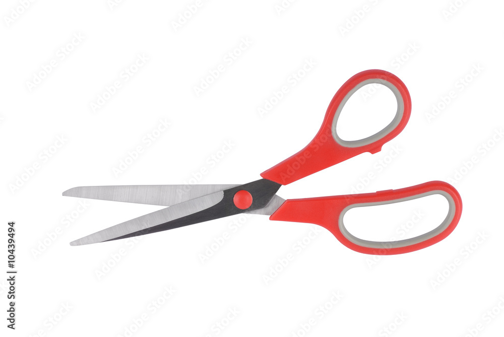 Scissors with red handles isolated on white Scissors with red handles isolated on white