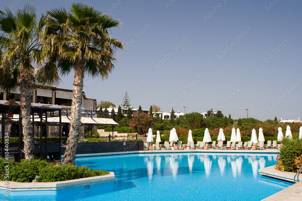 Luxury hotel swimming pool in Greek islands