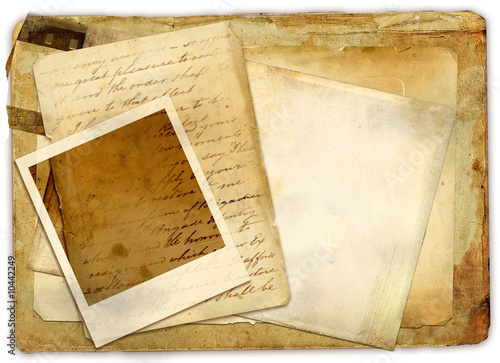 vintage stack papers with instant frame