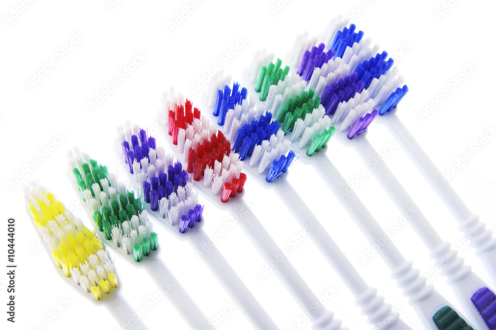 Close Up of Row of Toothbrushes