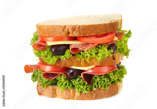 Triple-decker salami sandwich