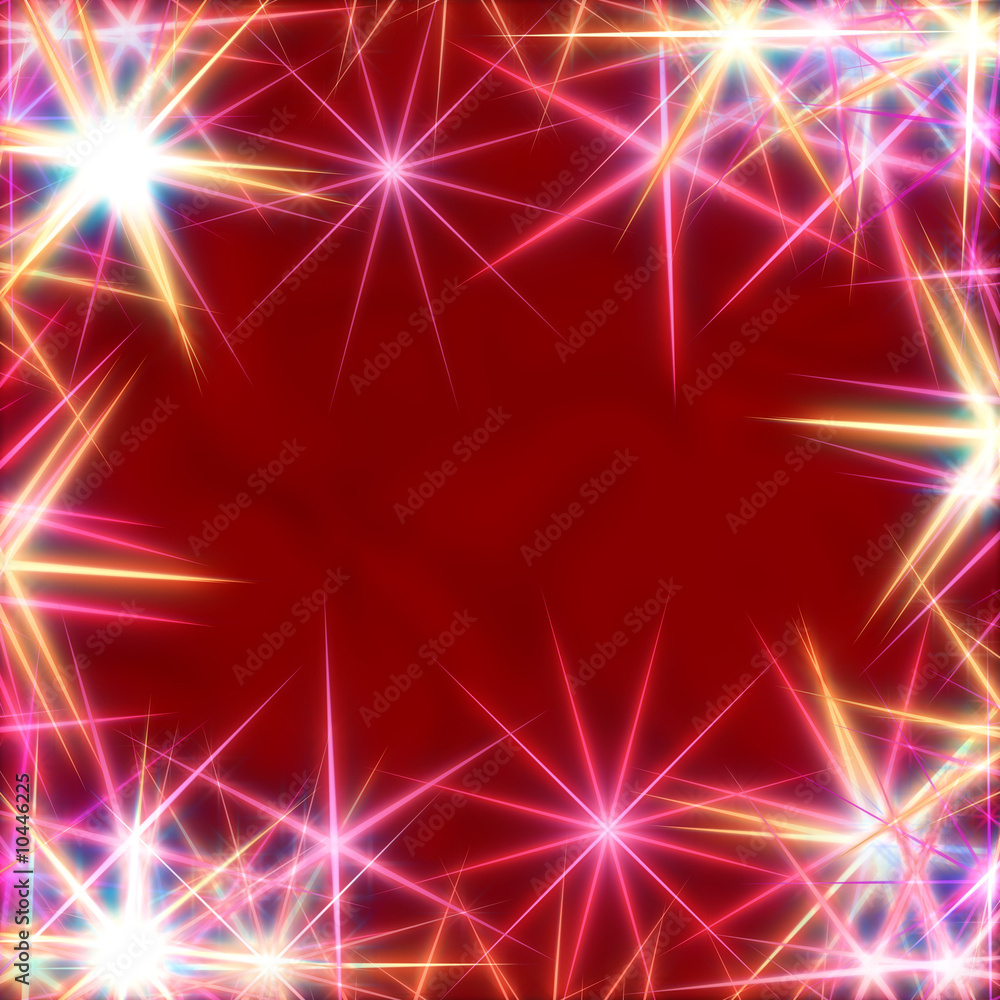 white stars over red background, lights, gleams white stars over red background, lights, gleams