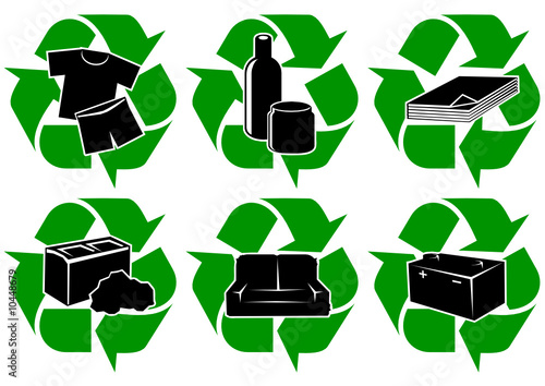Symboles de recyclage des types de déchets (détouré)
