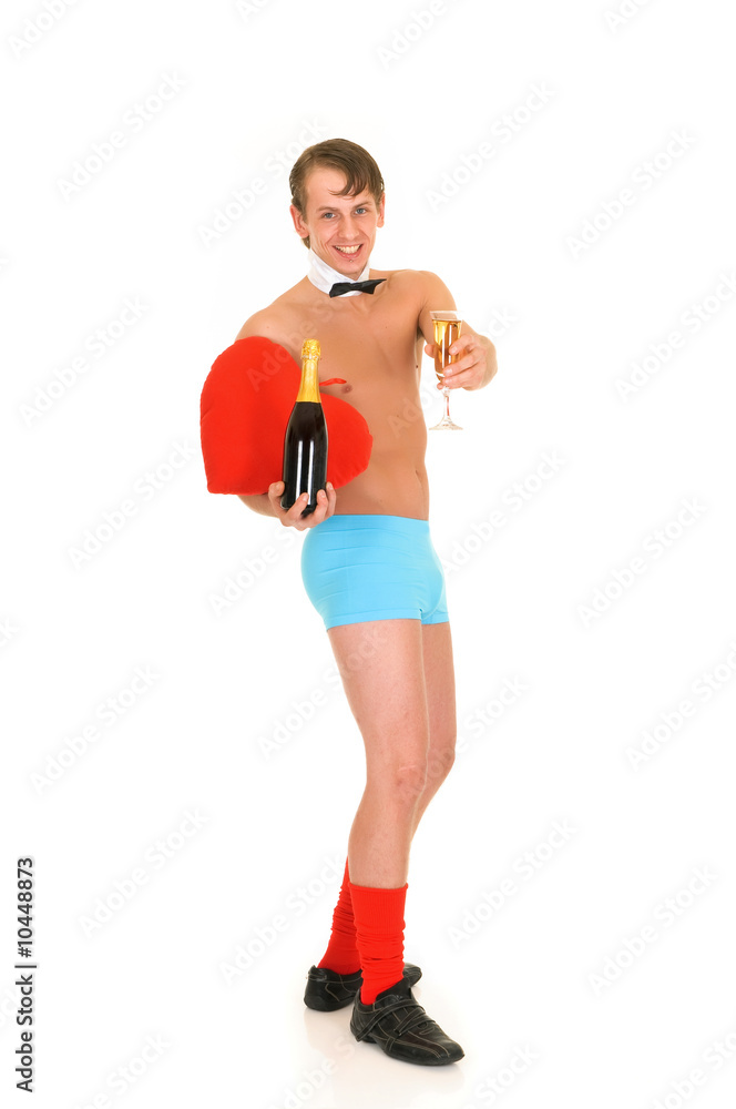 Young handsome gigolo man with valentine heart Young handsome gigolo man with valentine heart