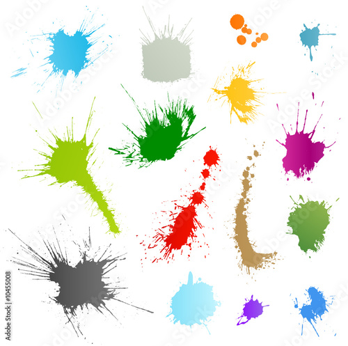 Collection of various ink splatter symbols vector illustrations