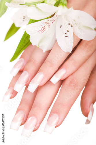 Closeup image of beautiful nails and woman fingers